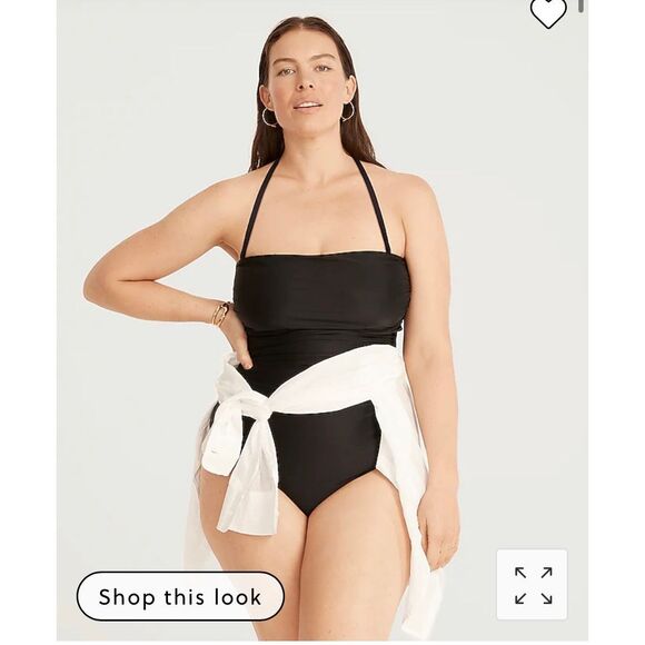 J Crew Ruched one piece black swim suit size 6 - Picture 9 of 11